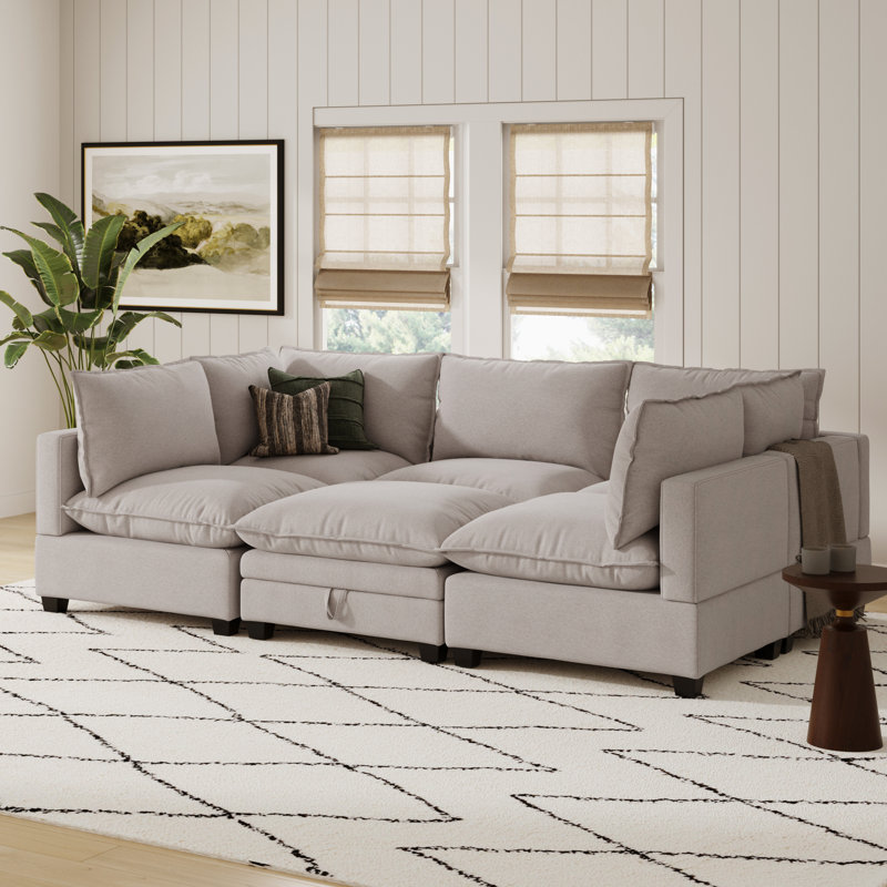 Canapé modulaire sans accoudoirs Somerdale, Lin beige