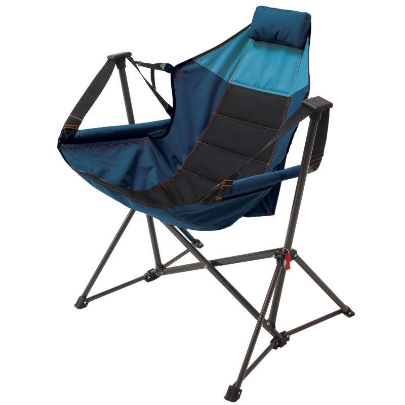 Chaise longue hamac pliable Moulier Camp & Go, Noir, Gris clair / noir / blanc