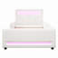 Lit plateforme simple tapissier avec tiroir, bande lumineuse à DEL et port USB - blanc-1895502143-1895502141