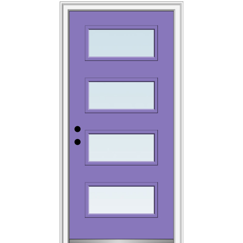 Bahama Blue 36" x 80" Fiberglass 4-Lite Exterior Door