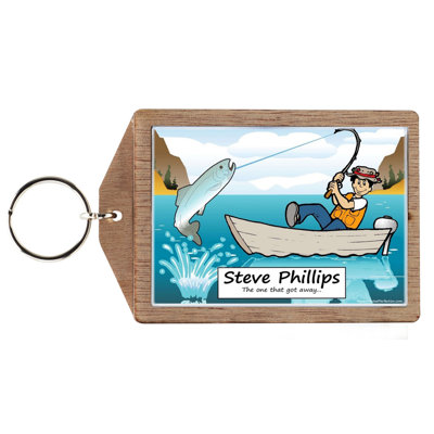 Personalized Fishing - Male Wooden Key Chain