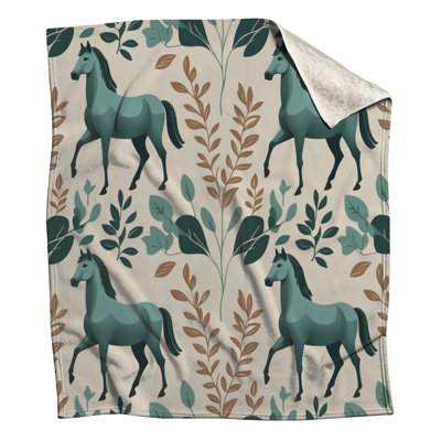 Horses With Green Leaves Blankets