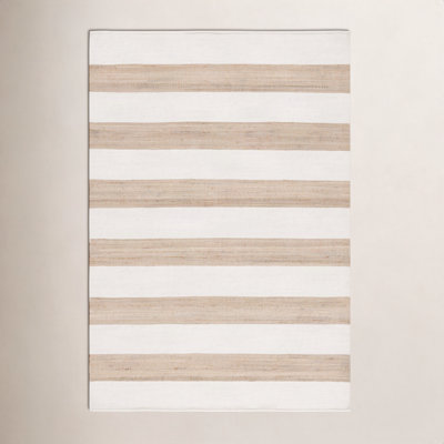 Hand-Woven Striped Jute Wool Rug