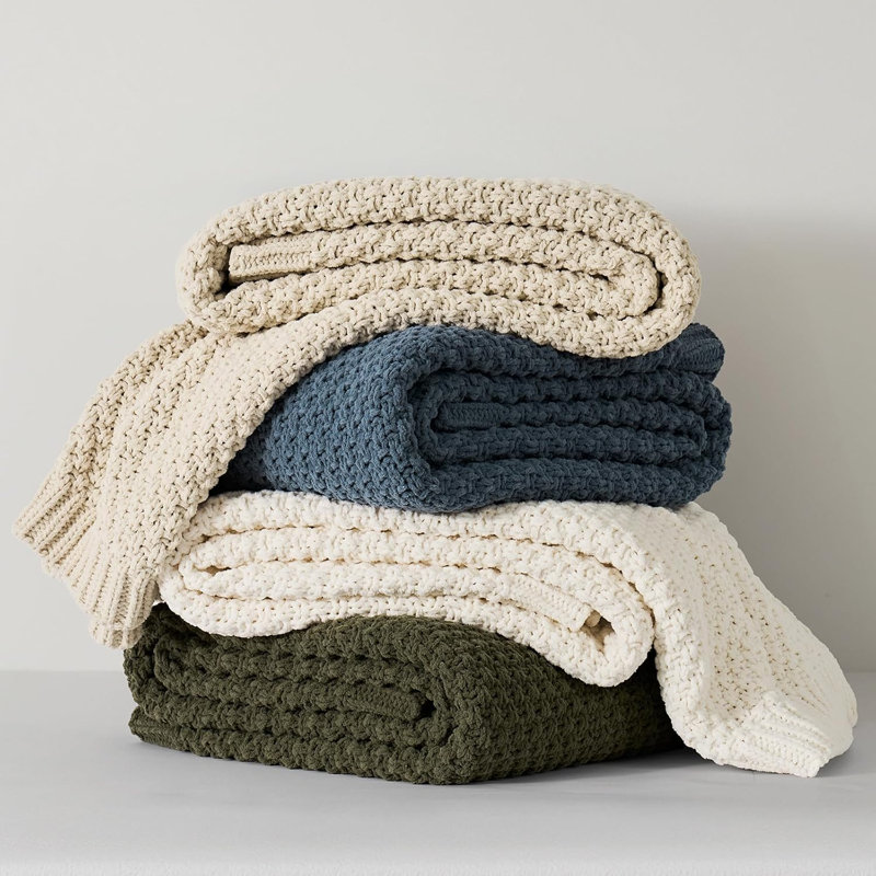 Jeté Chunky, Vert olive, L 90 po x l 90 po
