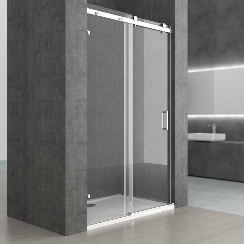  Frameless 1050 Shower Door Sliding Shower Enclosure 8mm Transparent Safety Glass Side Aluminium Bracket Mount, 140 Cm