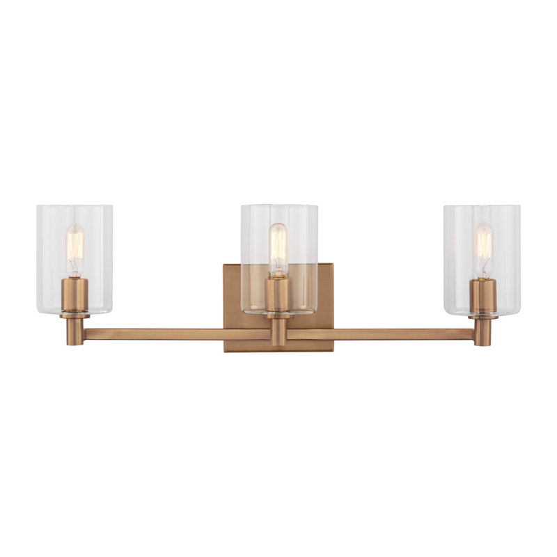 Signe 3 Light Transparent Dimmable Vanity Light, Satin Brass