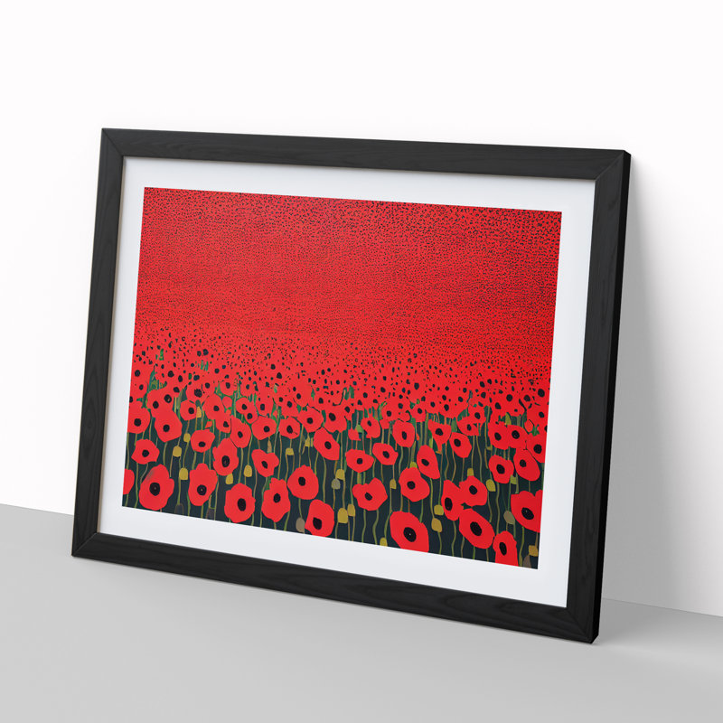 Masterful Poppies Flowers - Single Picture Frame Painting, 46cm H x 64cm W x 2cm D, Black
