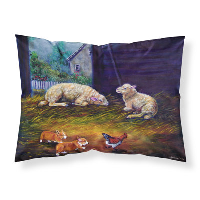  Taie d'oreiller Corgi Chaos dans la grange avec mouton