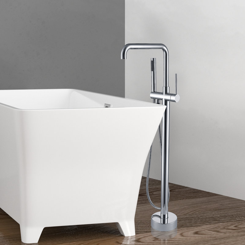 Robinet de baignoire autoportant avec douche à main en bronze huilé, Chrome