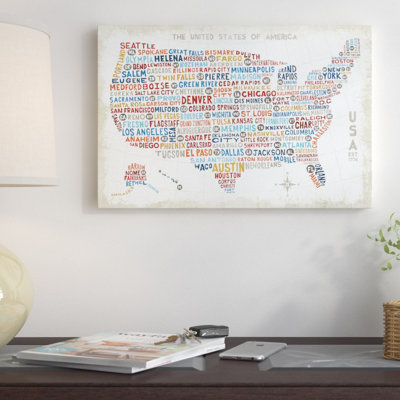 « us city map », impression horizontale sur toile tendue