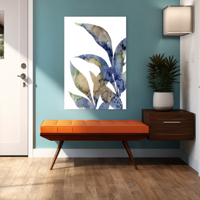 Bleu, plante abstraite, contemporain, plante naturelle, art mural