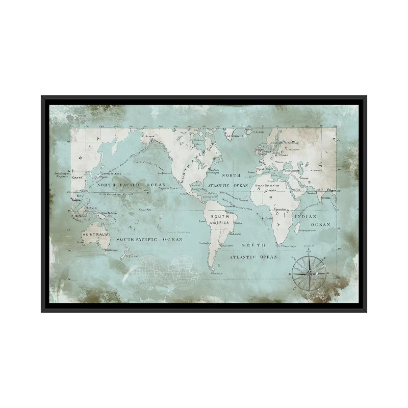 « ocean blue », impression sur toile, H 32 po x l 48 po x P 1,5 po, Toile avec cadre noir, Pas de tapis
