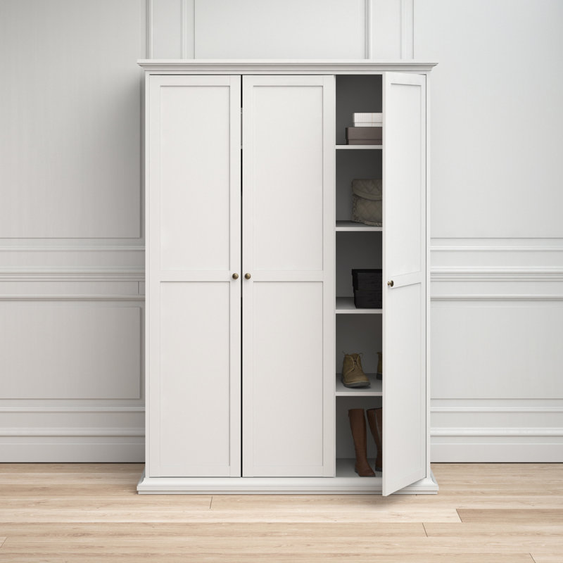 Woodburn 3 Door Manufactured Wood Wardrobe, White