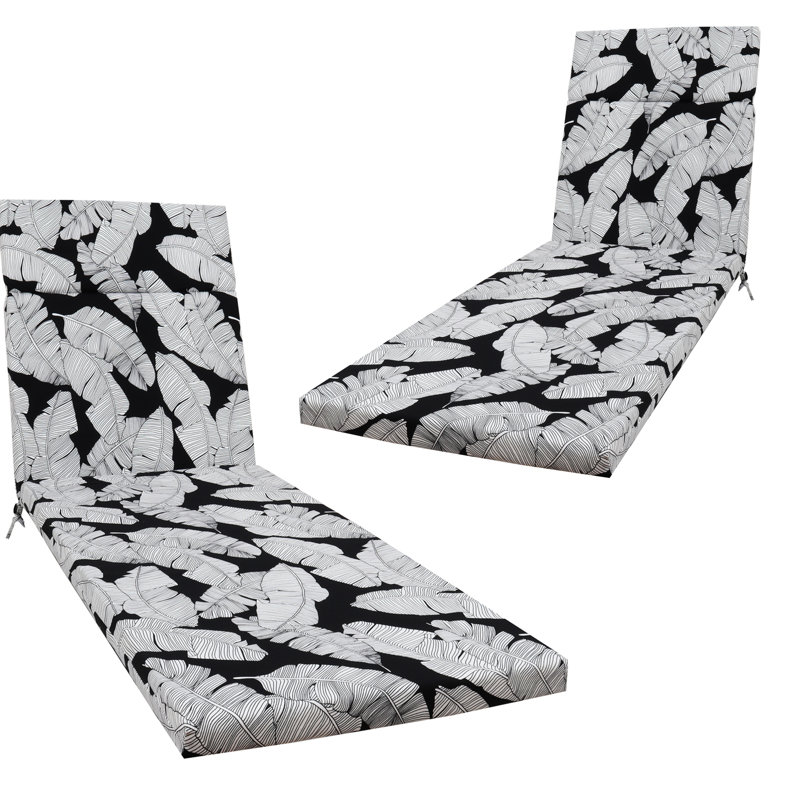2 Pcs Lawn Chair Pad , 75" X 22.8" 2", Breathable , Dense Sponge Padding, Secure Ties, Low Maintenance, Attractive Colors Pool Cushions, Comfortable Filling, Fixed Simple Multicolor Variations