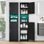 Tall Bathroom Cabinet with Lights, Slim Bathroom Storage Unit with 2 Doors and Adjustable Shelves, Narrow Storage Unit for Small Spaces-2101245195