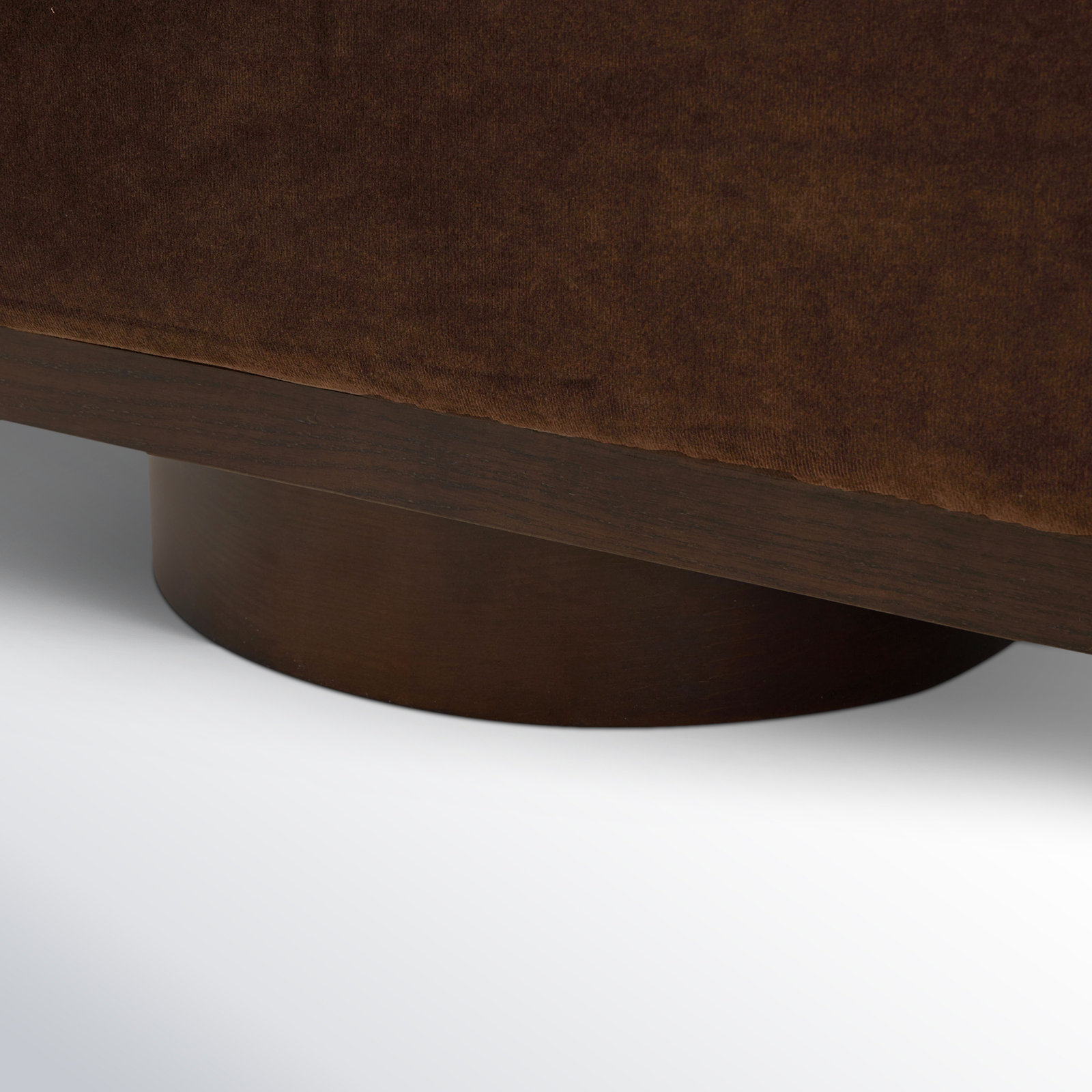 Morje 61" Linen Entryway Bench, Dark Brown Velvet, Walnut