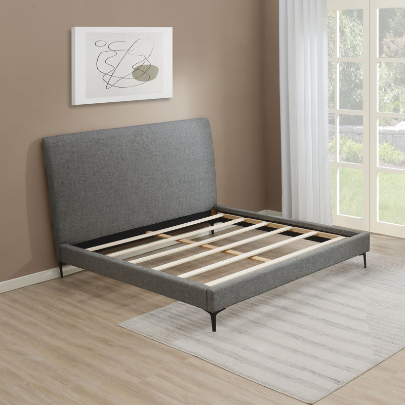 Jadan Upholstered Platform Bed, King, Gray