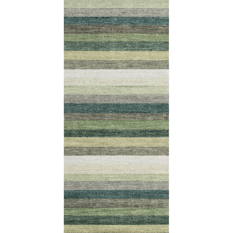 Jazzy Handmade Wool Green/Yellow Rug, Rectangle 3' x 5'