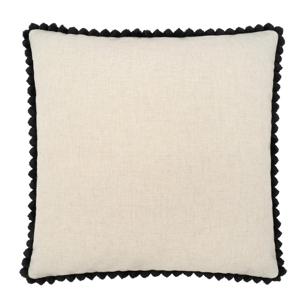 Pom Chic Linen Throw Pillow, Ivory, Square 24"