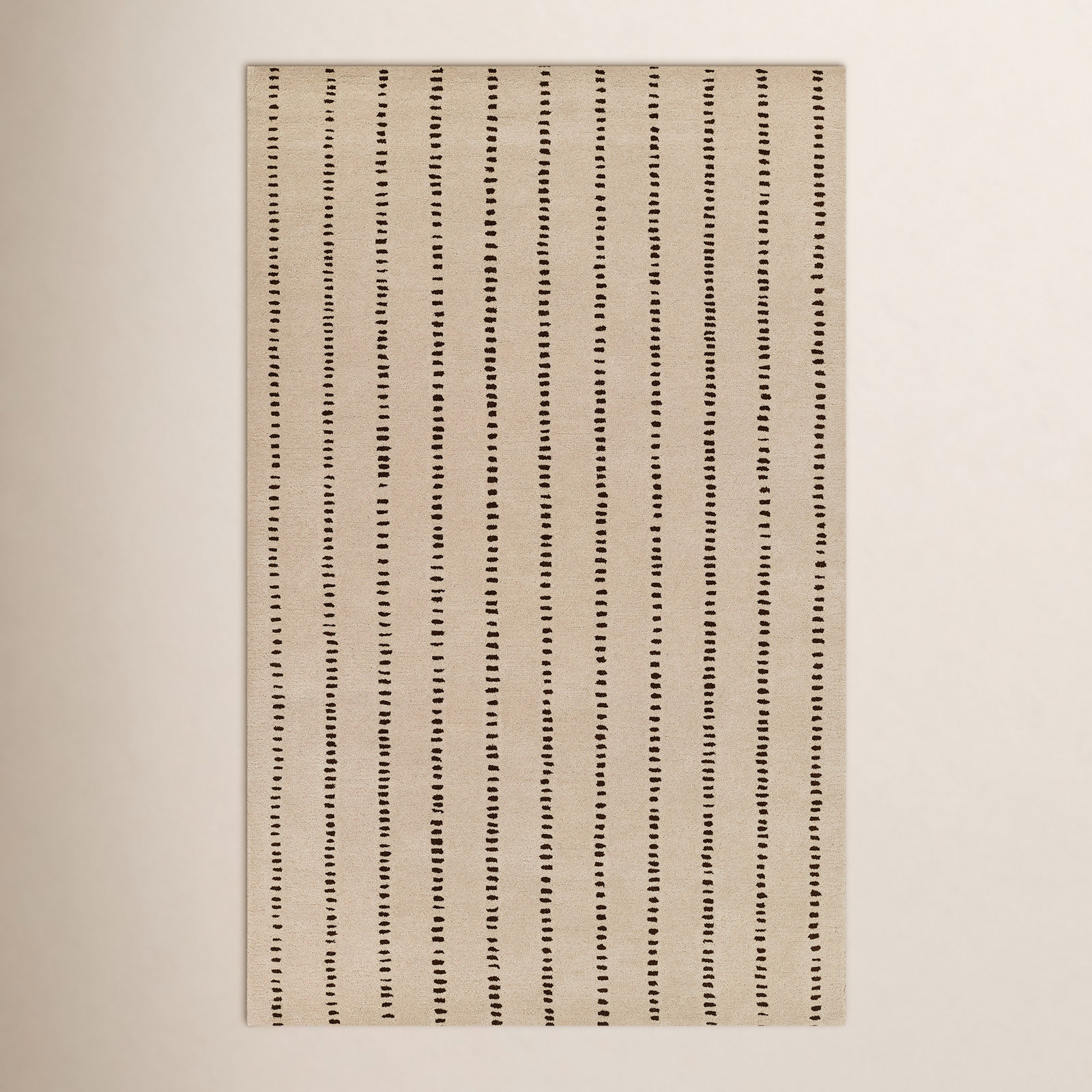 Austen Beige Hand-Tufted Striped Wool Rug, Rectangle 5' x 8'