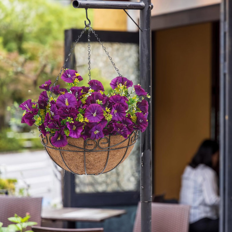 Arrangement en panier, Pétunias mauves
