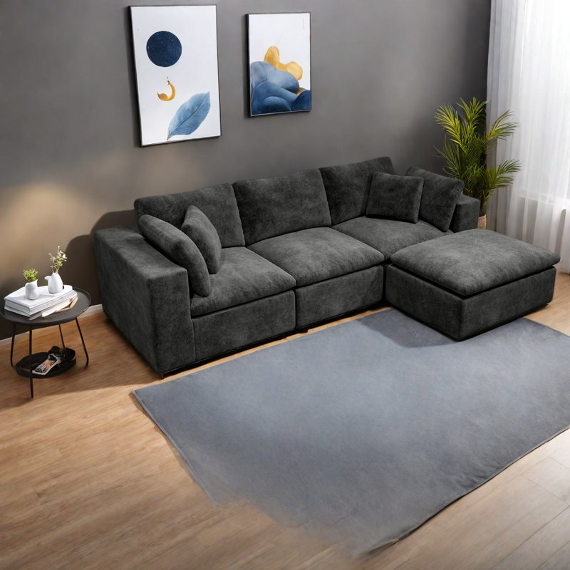 Canapés modulaires confortables, velours côtelé moelleux, solution de salon moderne