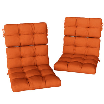 Outsunny 2pc Outdoor Seat Cushions with Backrest for Chair Orange