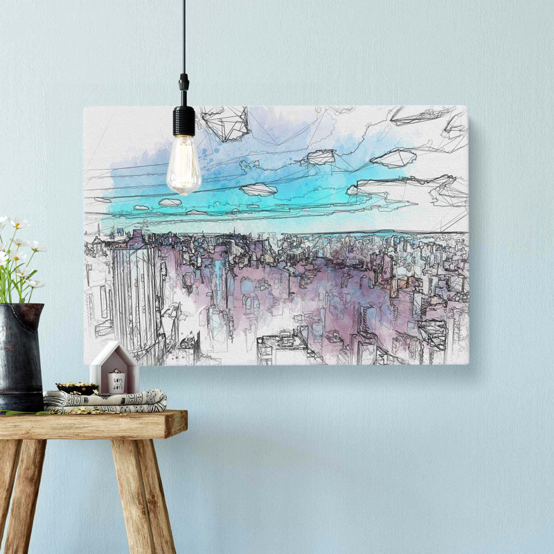 Sao Paulo Brazil Skyline In Abstract - Wrapped Canvas Print, 50cm H x 76cm W x 3cm D