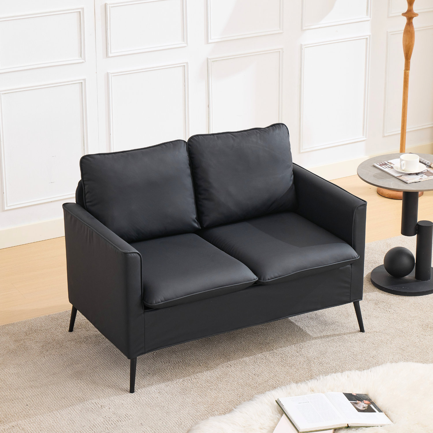 Ebern Designs 45" W Faux Leather Upholstered Loveseat - Wayfair Canada