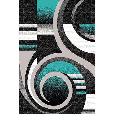 Tapis à motif abstrait turquoise Galvez
