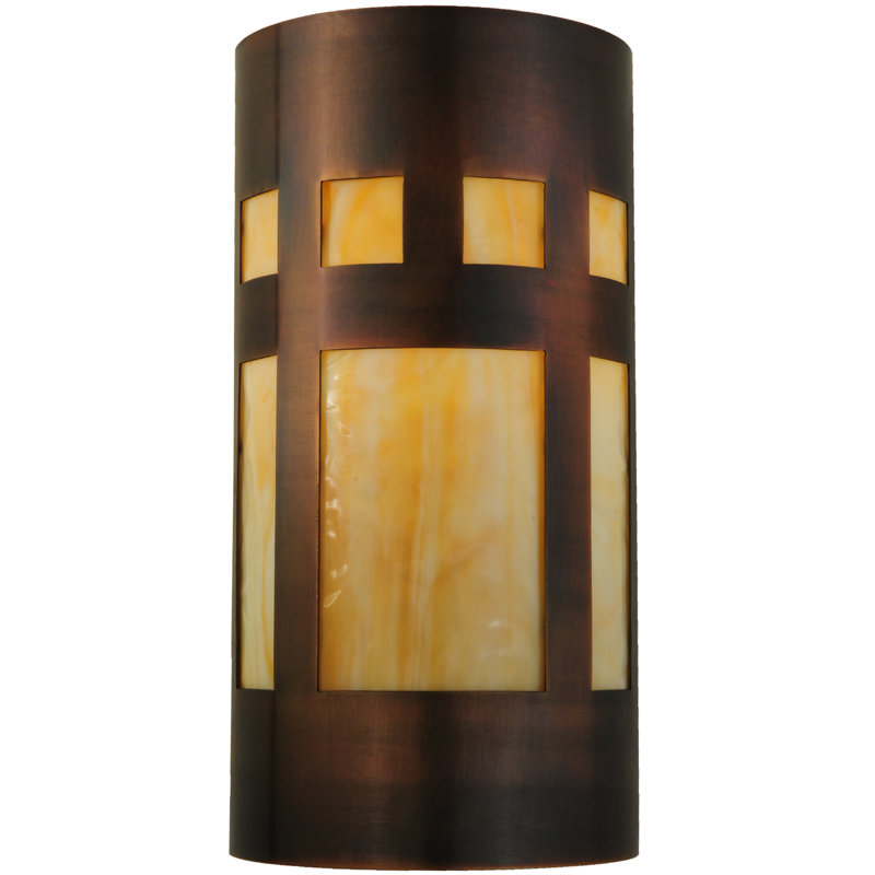 Luminaire en verre pour cloison d'extérieur, Cuivre