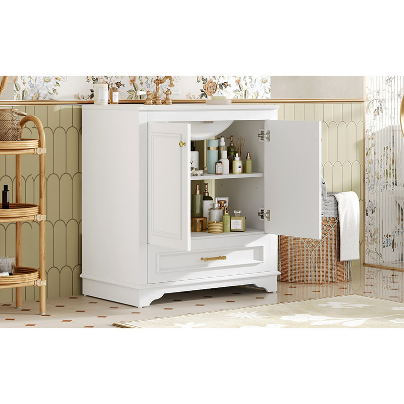 Meuble-lavabo 30 po avec meuble-lavabo en céramique, Blanc