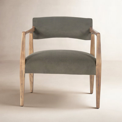 Berthe Oak Genuine Leather Armchair