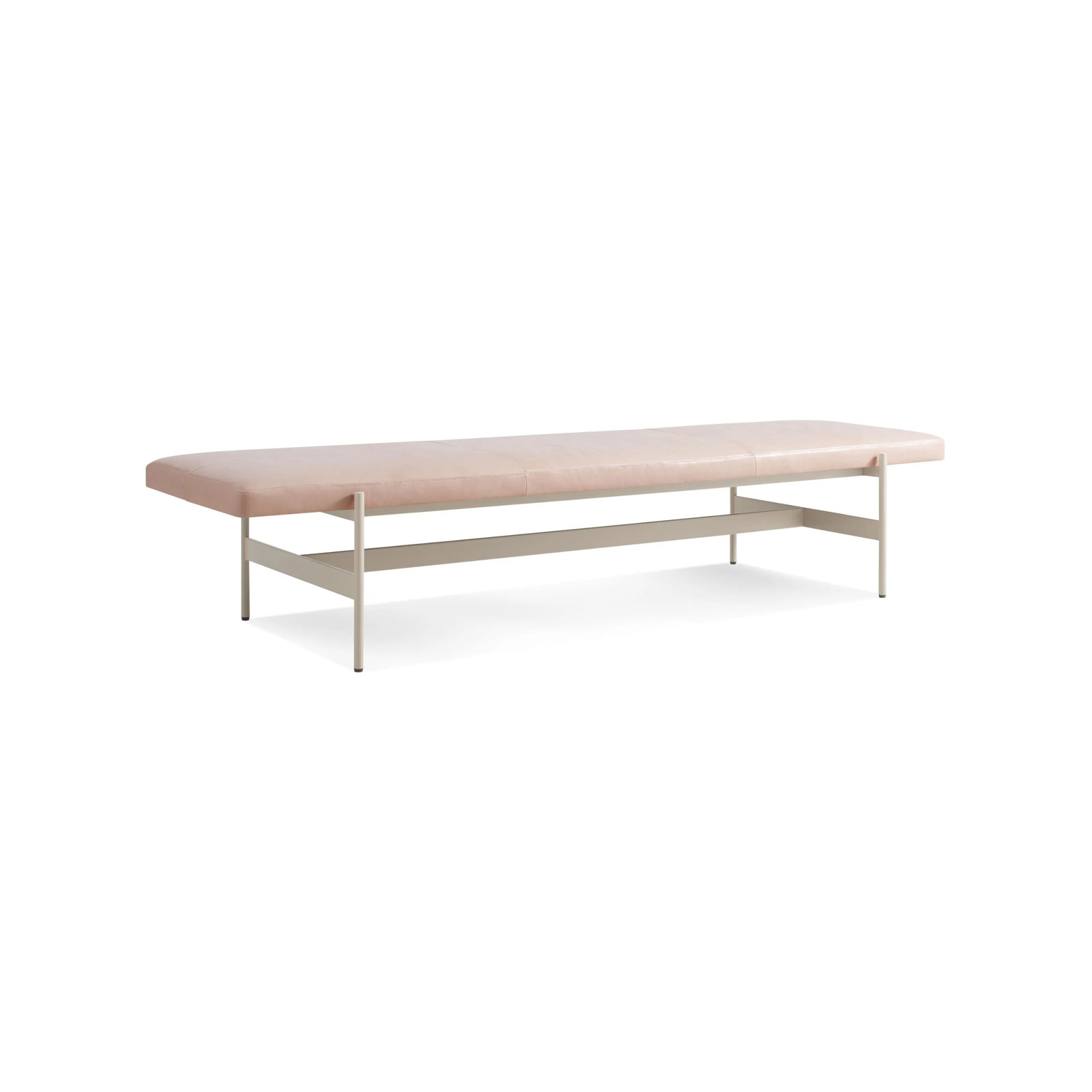 Daybench Genuine Leather Bench, Blush, Putty, 14" H x 75" W x 24" D