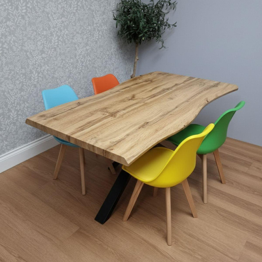 Modern Dining Table with 4 Chairs with faux leather padded seats