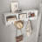 Entryway Wall Mounted Coat Rack With 4 Dual Hooks Living Room Wooden Storage Shelf-1916360811