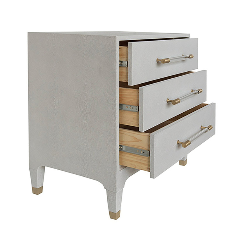 Amber 3 - Drawer Nightstand, Dove Gray Shagreen