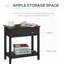 Table de bout à plateau rabattable étroit avec armoire de rangement - Café foncé