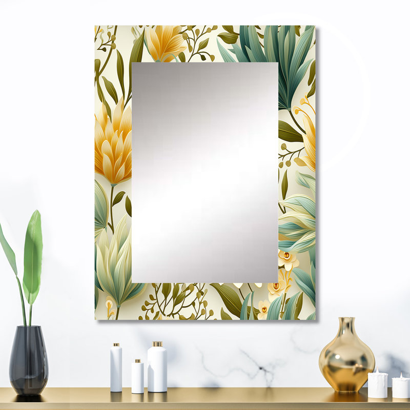 Décoration murale Subdued Oasis Boho - miroir floral, 32 po x 24 po