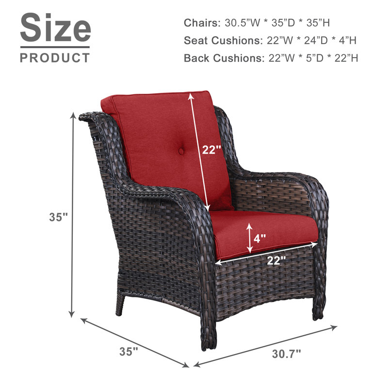 Bonia Outdoor Lounge Chair, Red, Brown