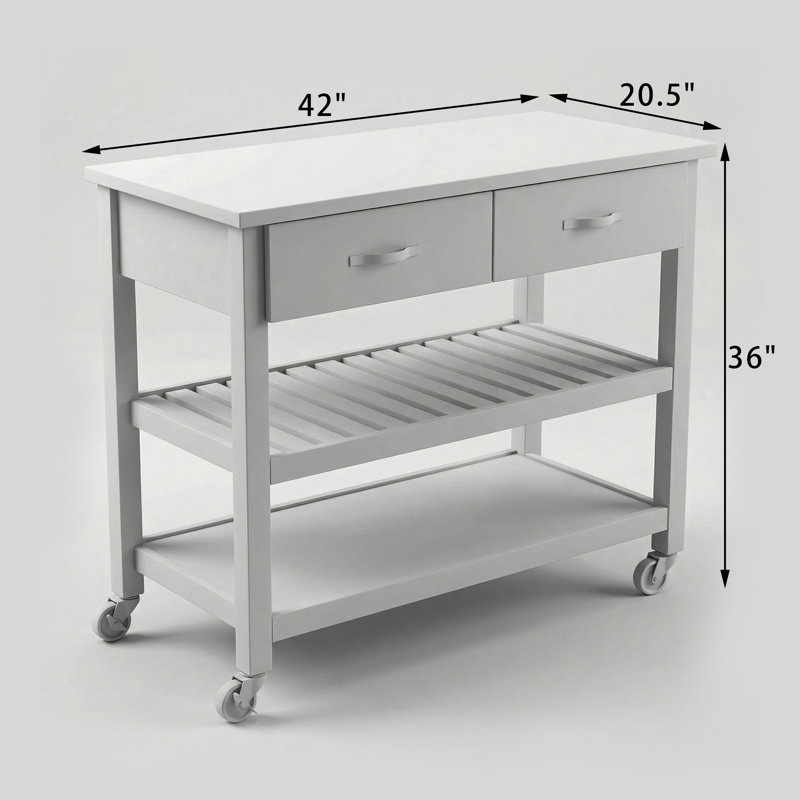Delicia Kitchen Cart with Gray Base, Faux Marble