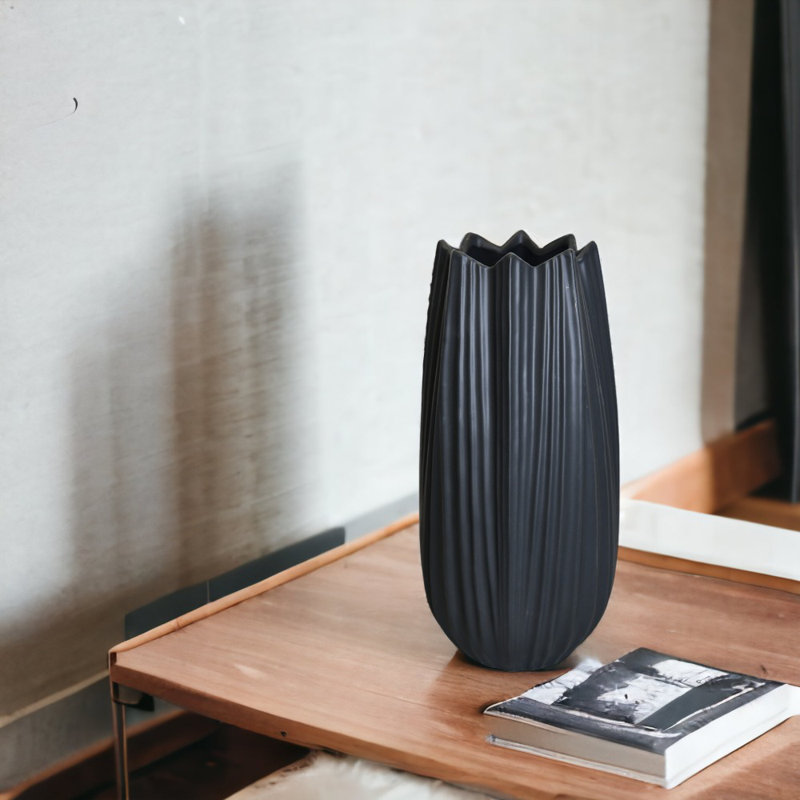 Jasier Ceramic Table Vase, Large, Black
