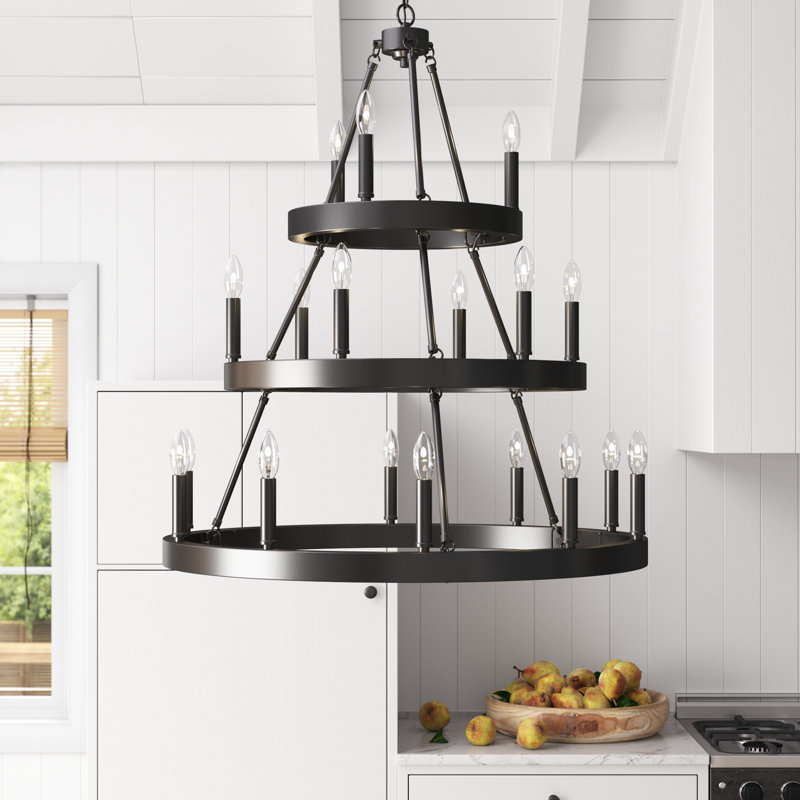 Emmalynn 18 - Light Steel Dimmable Round Chandelier