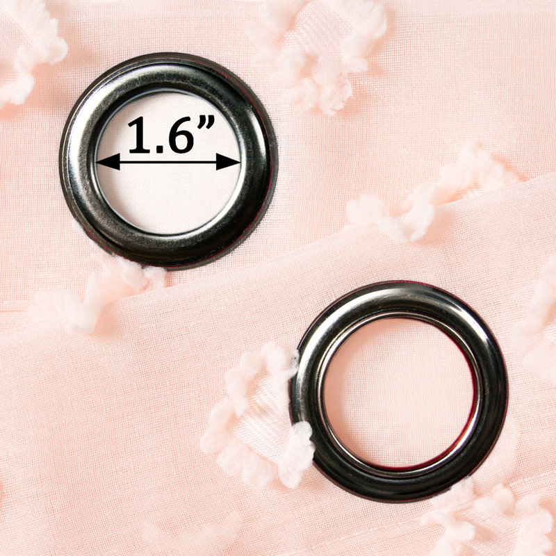 Paire de rideaux transparents texturés à pois, Rosé