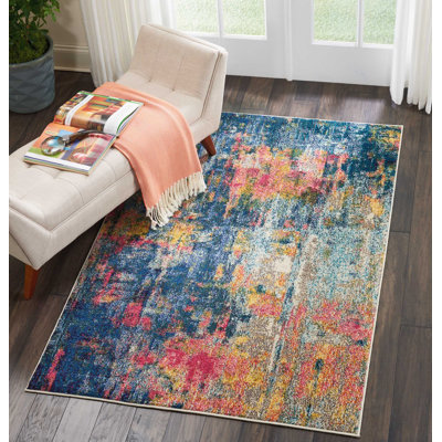 Tapis bleu contemporain contemporain