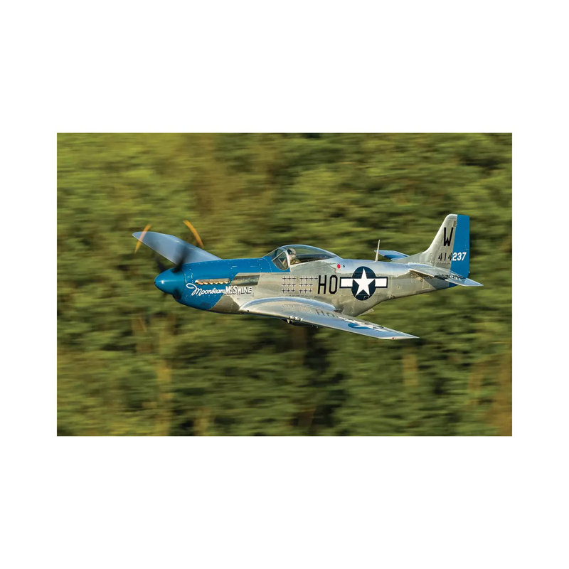 A P-51 Mustang Flies Along The Mississippi At Dubuque, Iowa by Rob Edgcumbe - Wrapped Canvas Gallery-Wrapped Canvas Giclée