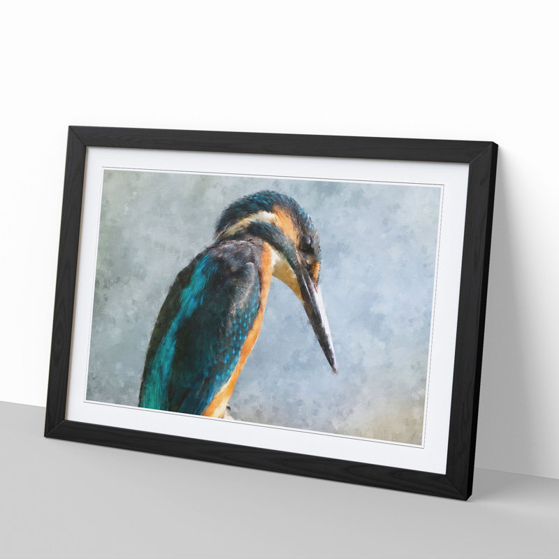 Kingfisher Bird Vol.1 - Framed Print, 48cm H x 65cm W x 2cm D, Black Framed