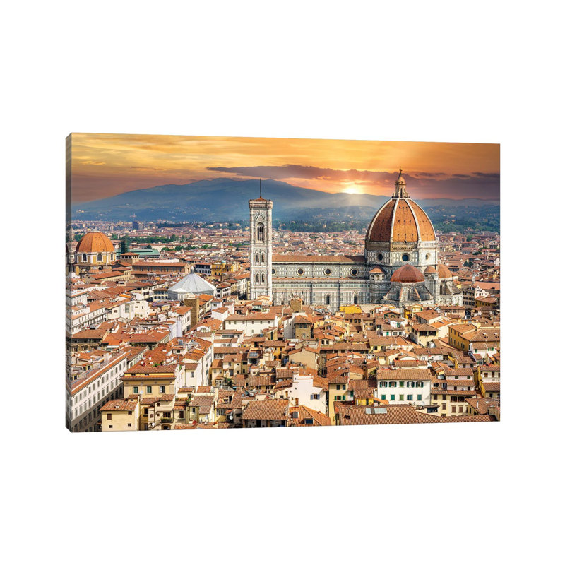 Golden Light Florence Il Duomo, Italy by Susanne Kremer - Print on Canvas, 20.32 cm H x 30.48 cm W, Wrapped Canvas
