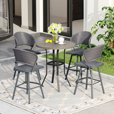 Tieshia Round Steel Outdoor Bar Table Yes , 35.4 " W 35.4 " D