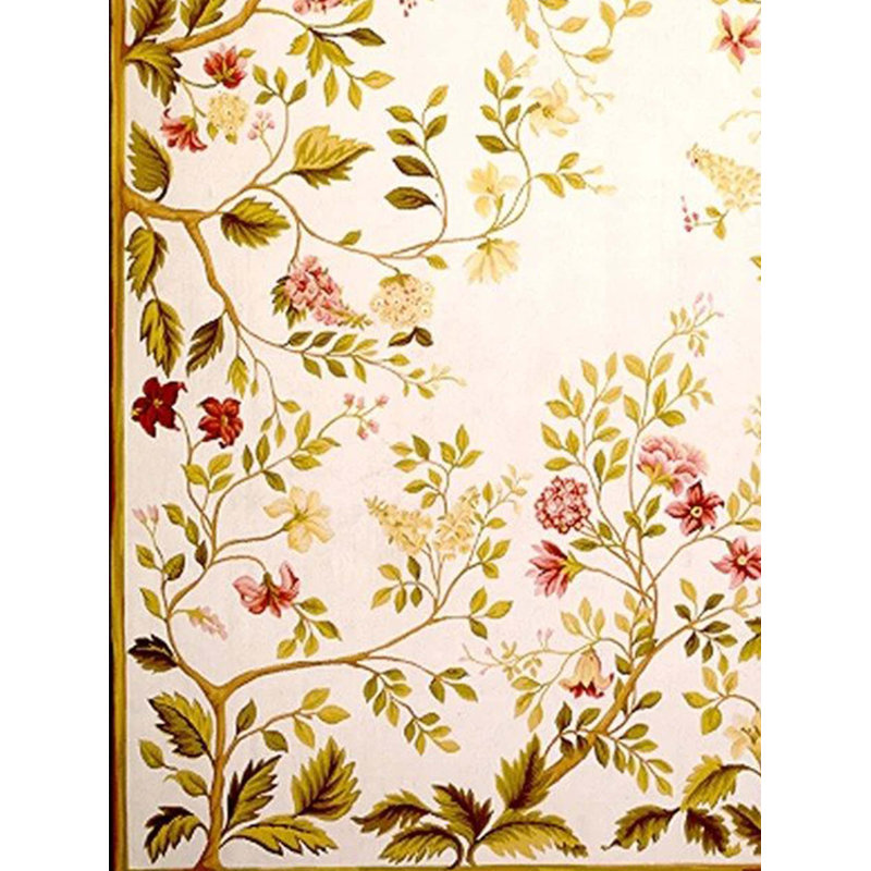 Needlepoint Azm Wool Floral Area Rug, Rectangle 13'11" x 19'